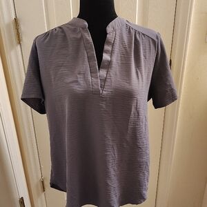 Entro Charcoal V-Neck Blouse